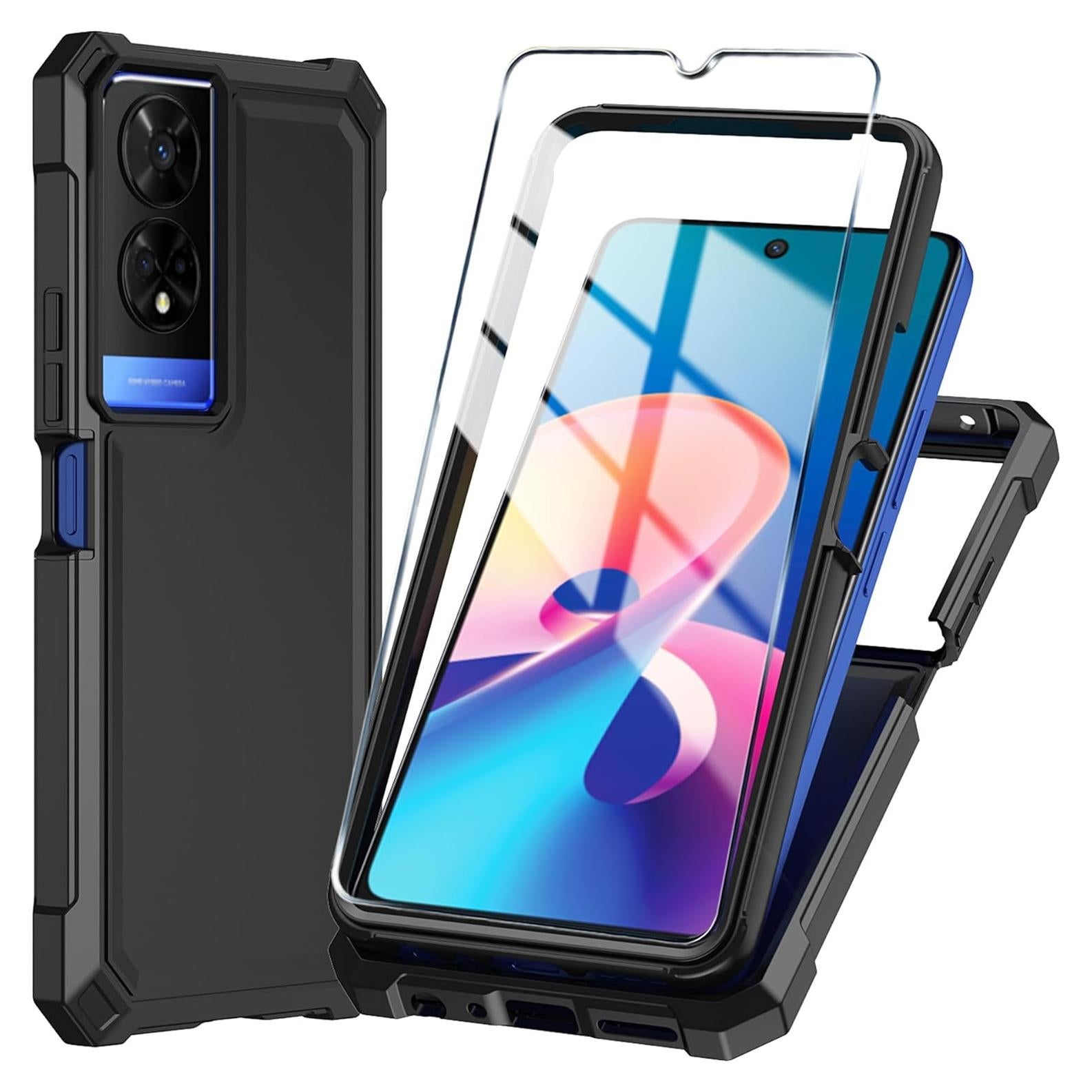 Funda protectora TCL 50 XE 5G con vidrio templado - Negro