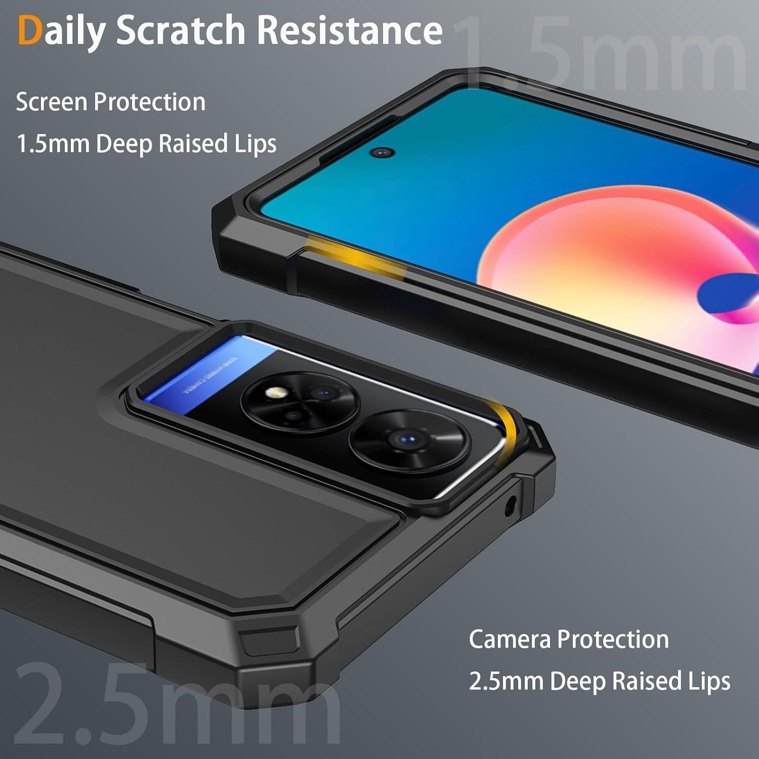 Funda protectora TCL 50 XE 5G con vidrio templado - Negro