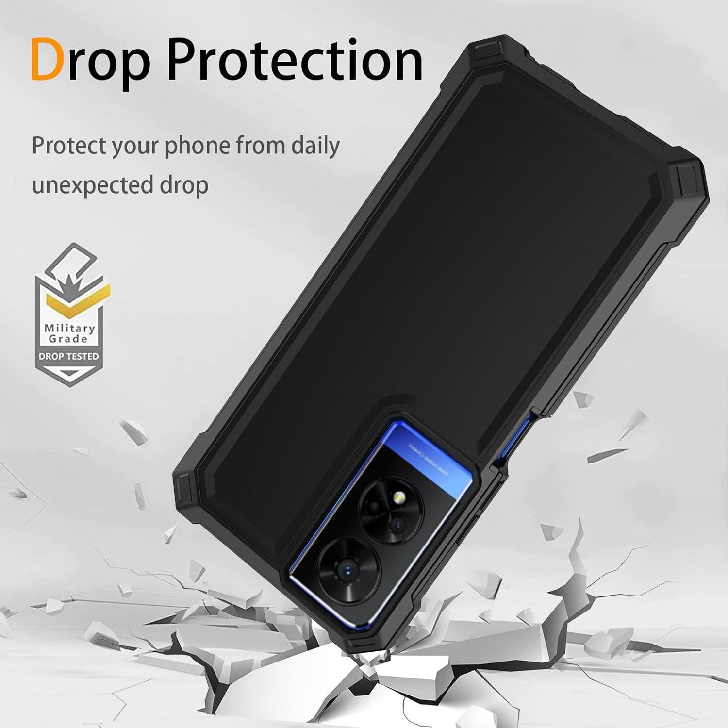 Funda protectora TCL 50 XE 5G con vidrio templado - Negro