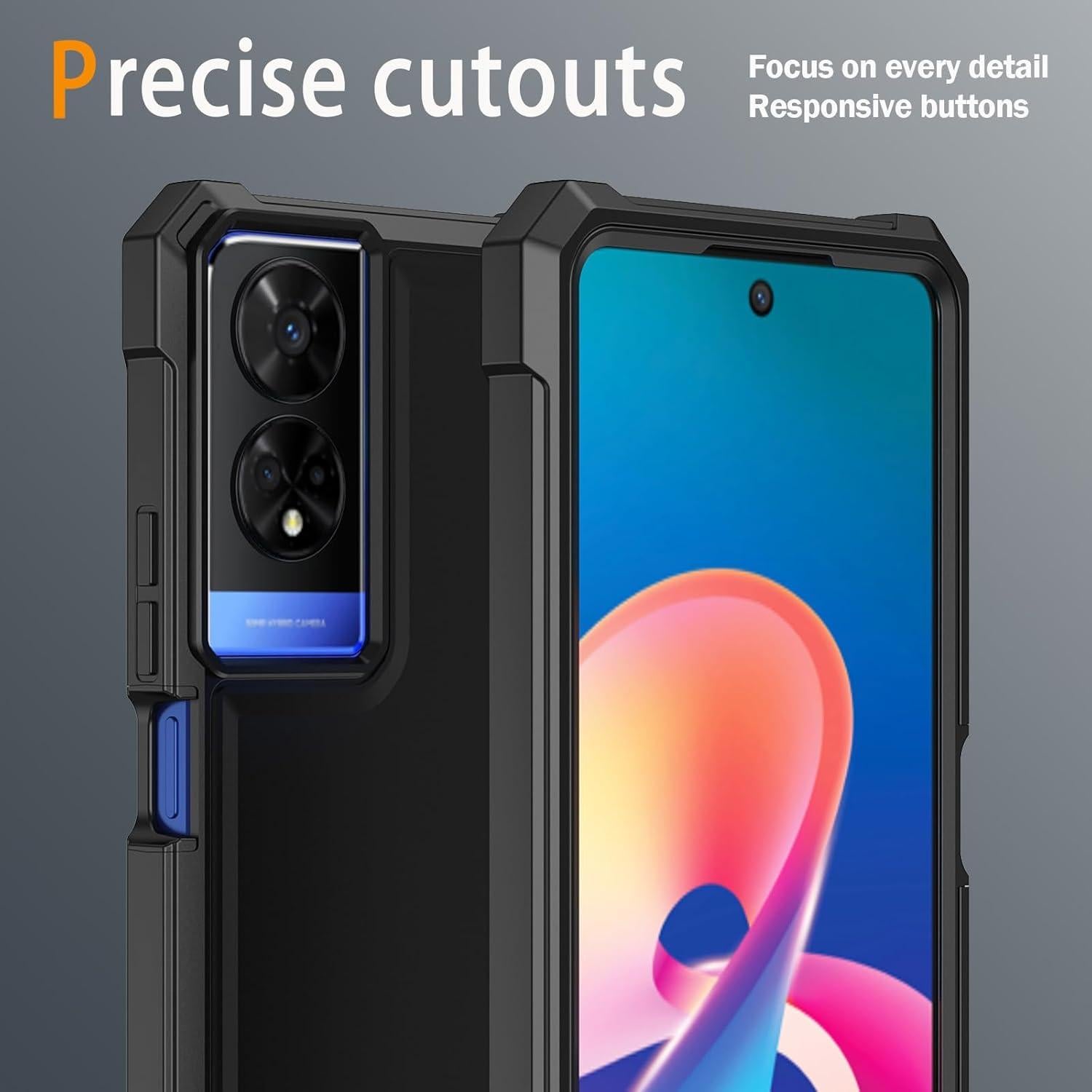 Funda protectora TCL 50 XE 5G con vidrio templado - Negro