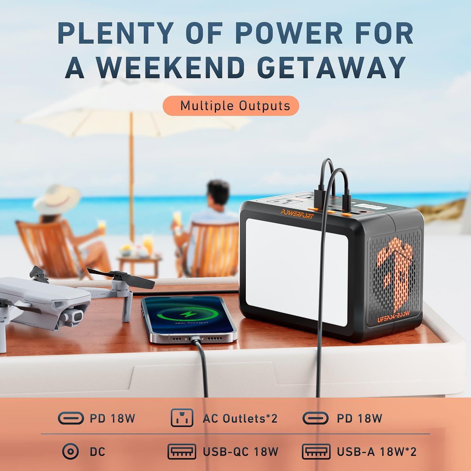 Estación de Energía Portátil PowerFort PF200 150W 99Wh AC USB