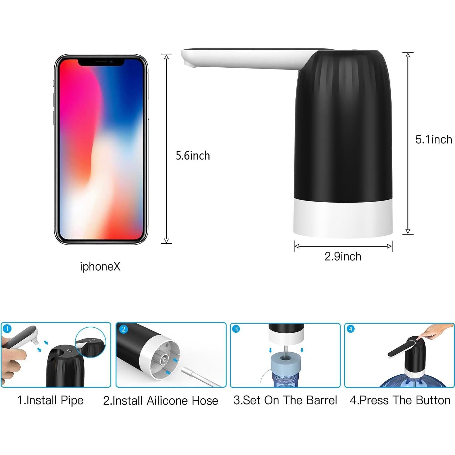 Dispensador de Agua Eléctrico Myvision 5 Galones USB - Negro