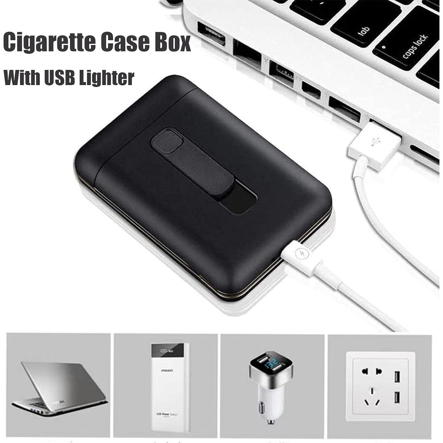 Estuche para Cigarrillos con Encendedor Integrado CKKC Negro