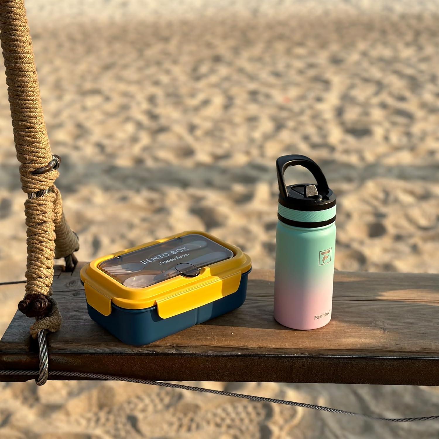 Botella de Agua Aislada Fanhaw 414ml Niños Acero Inoxidable Negro