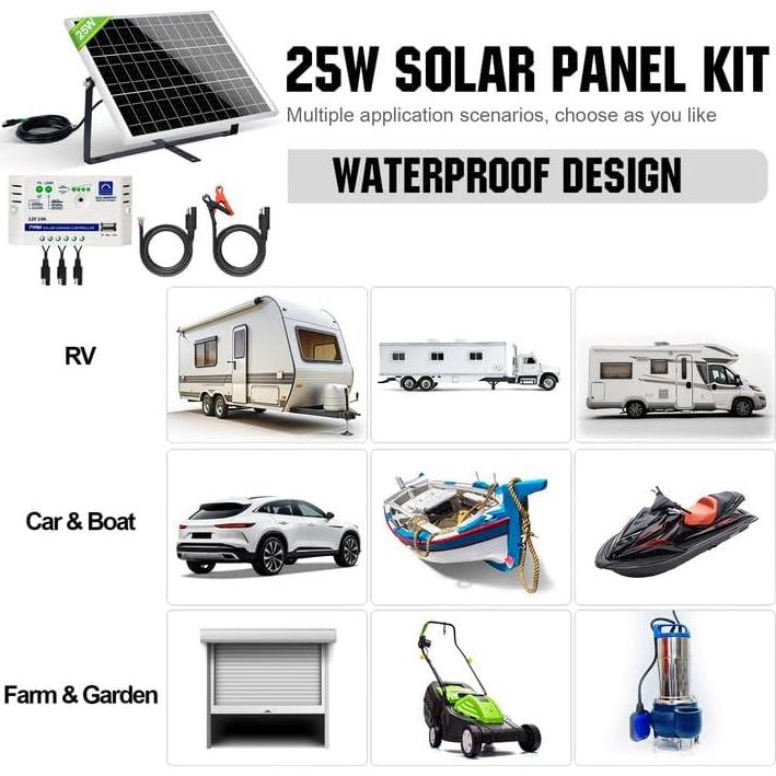Kit Solar Off Grid ECO-WORTHY 25W 12V Panel y Controlador