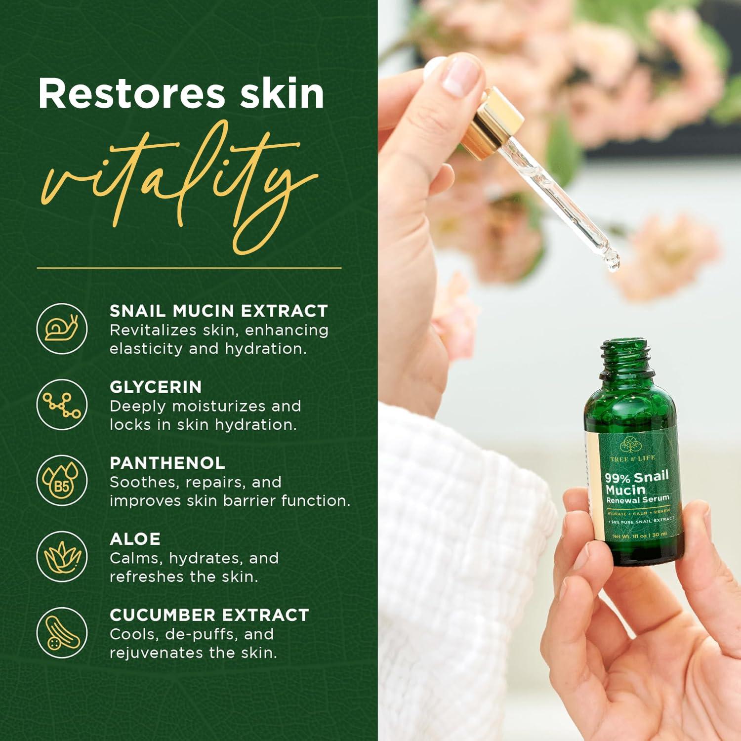 Suero Hidratante de Mucina de Caracol Tree of Life 29.57 ml