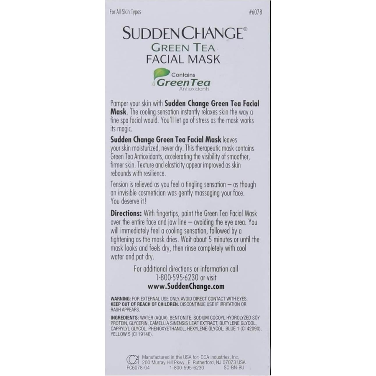 Mascarilla Facial Hidratante de Té Verde Sudden Change 96g