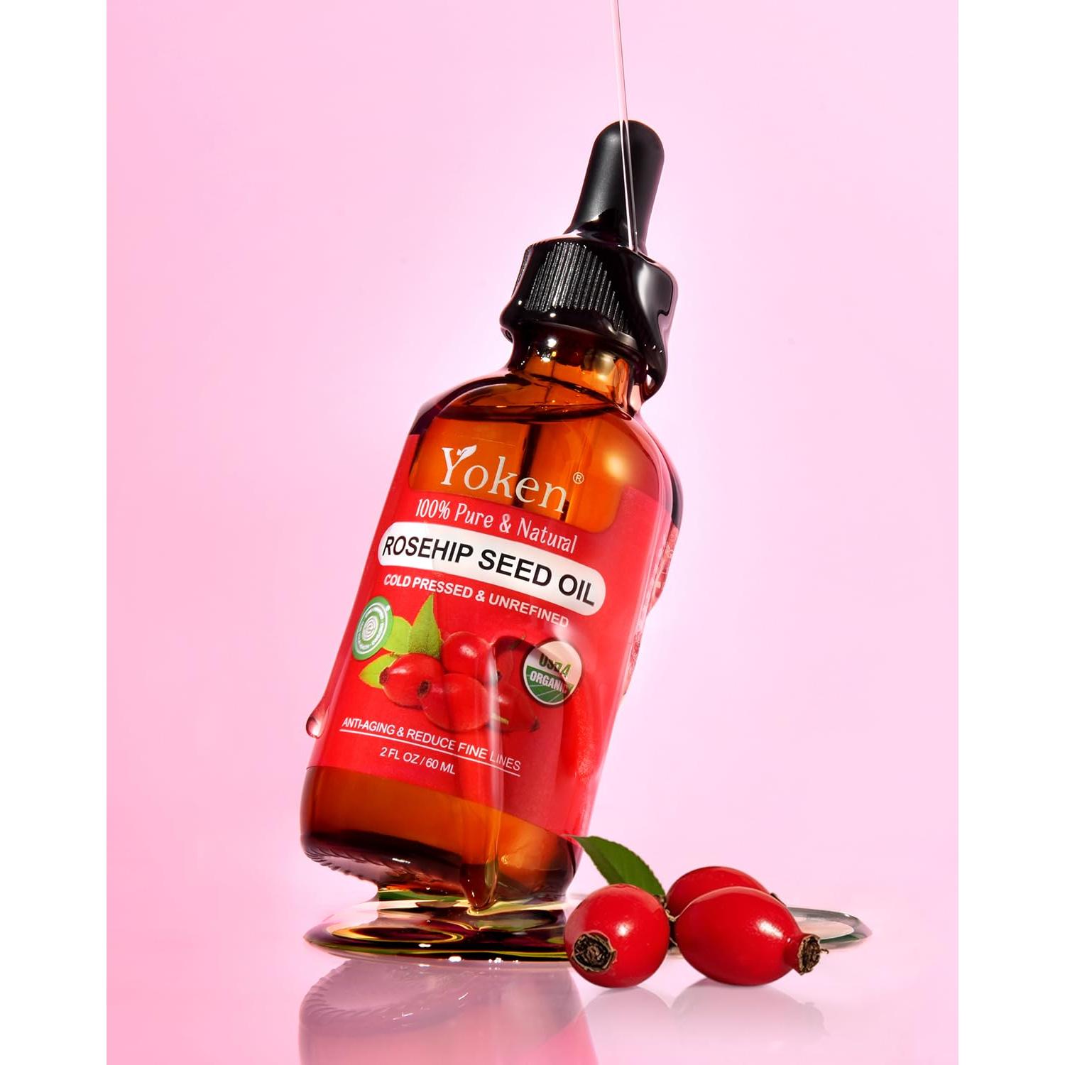 Organic Rosehip Seed Oil for Face,100% USDA Pure Rosehip Oils for Skin,Scars,Hair & Nails.2 fl Oz Cold Pressed Rose HIPS Oils for Skin Care, Anti-Aging, Scar Treatment, GUA SHA Massage Carrier Oil