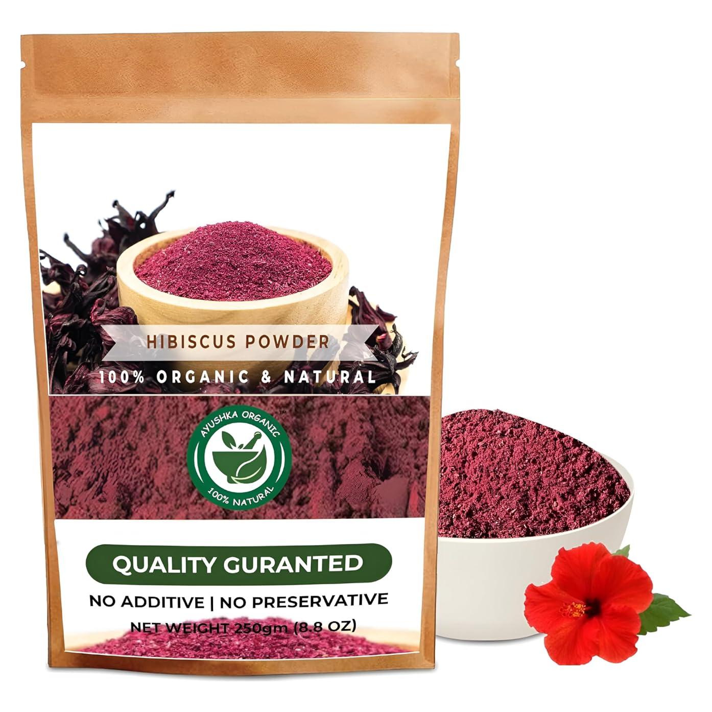 Polvo de Hibisco Ayushka Organic 250g - Cuidado del Cabello y Piel