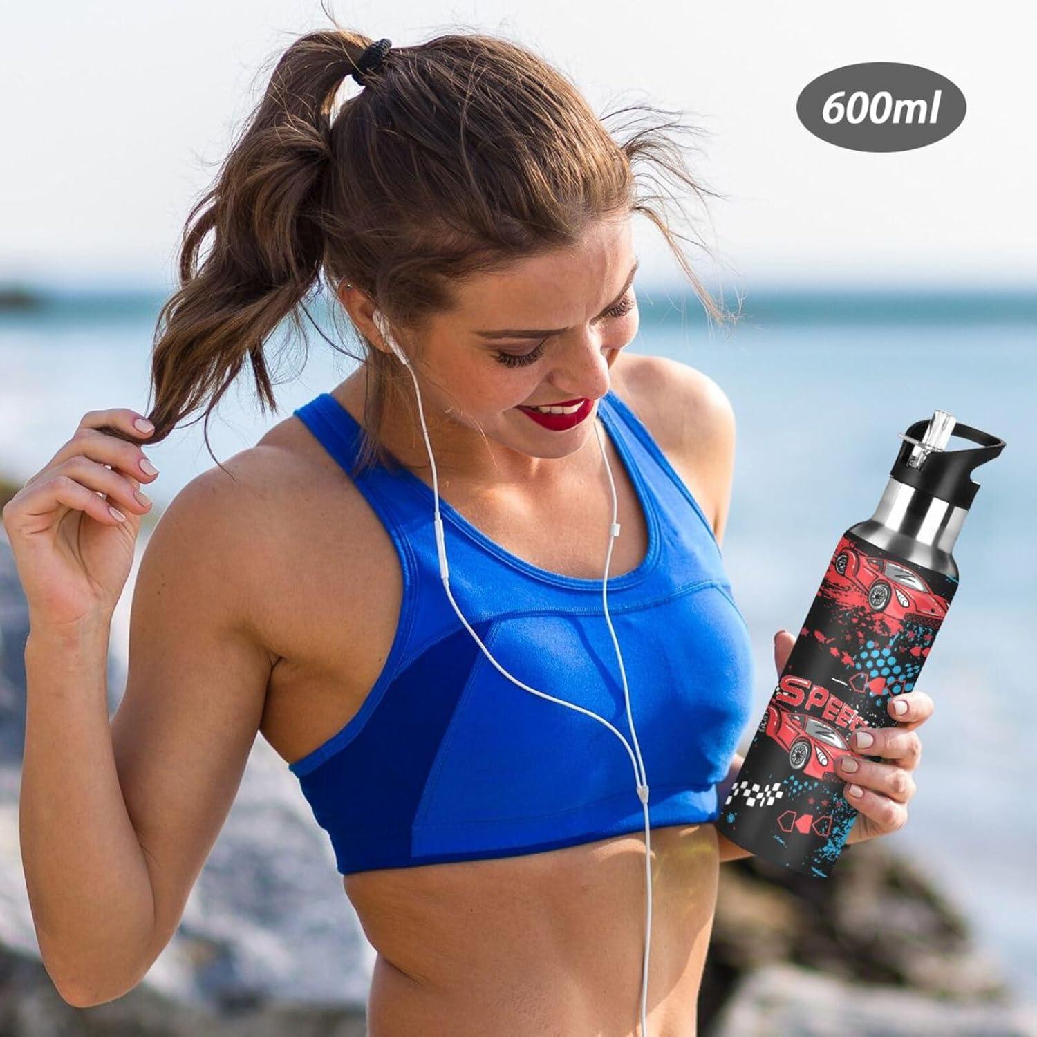 Botella de Agua Aislada ALAZA 600 ml con Tapa de Pajita