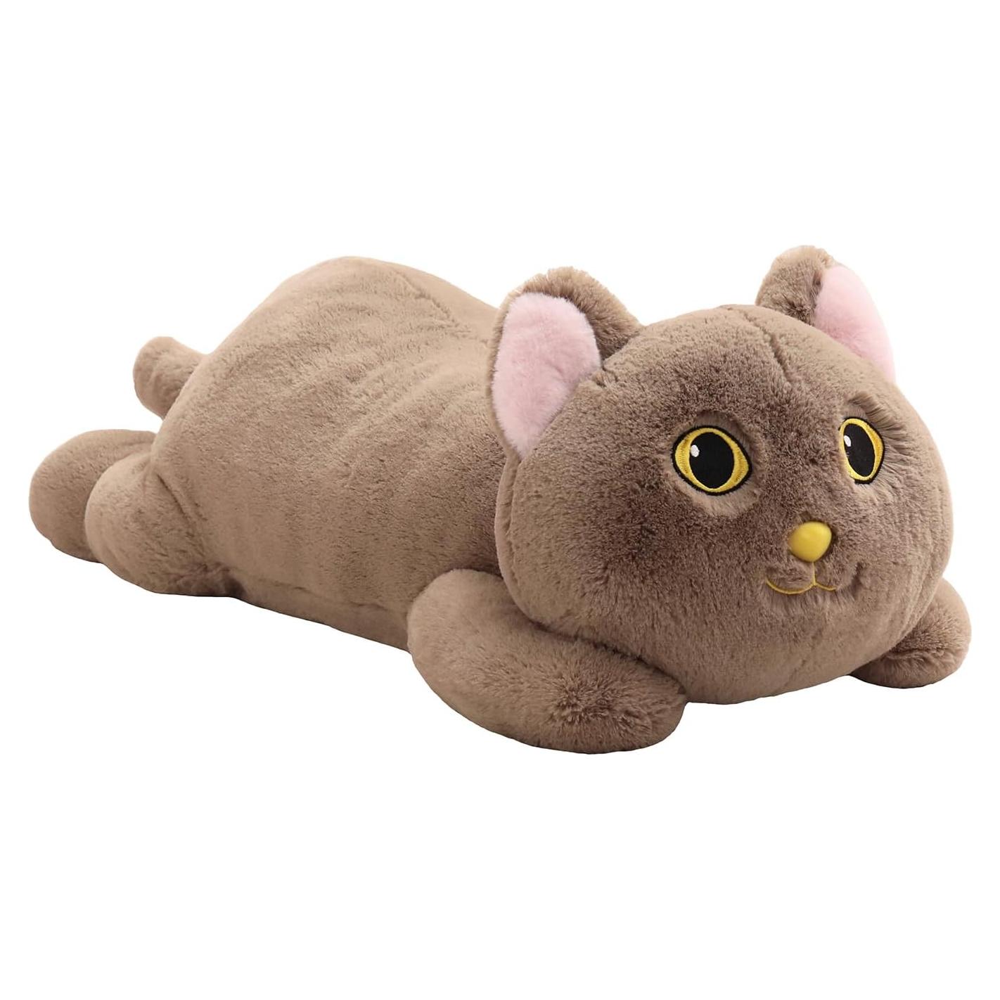 Gato de Peluche Pesado YESGIRL 67 cm Marrón Suave Kawaii