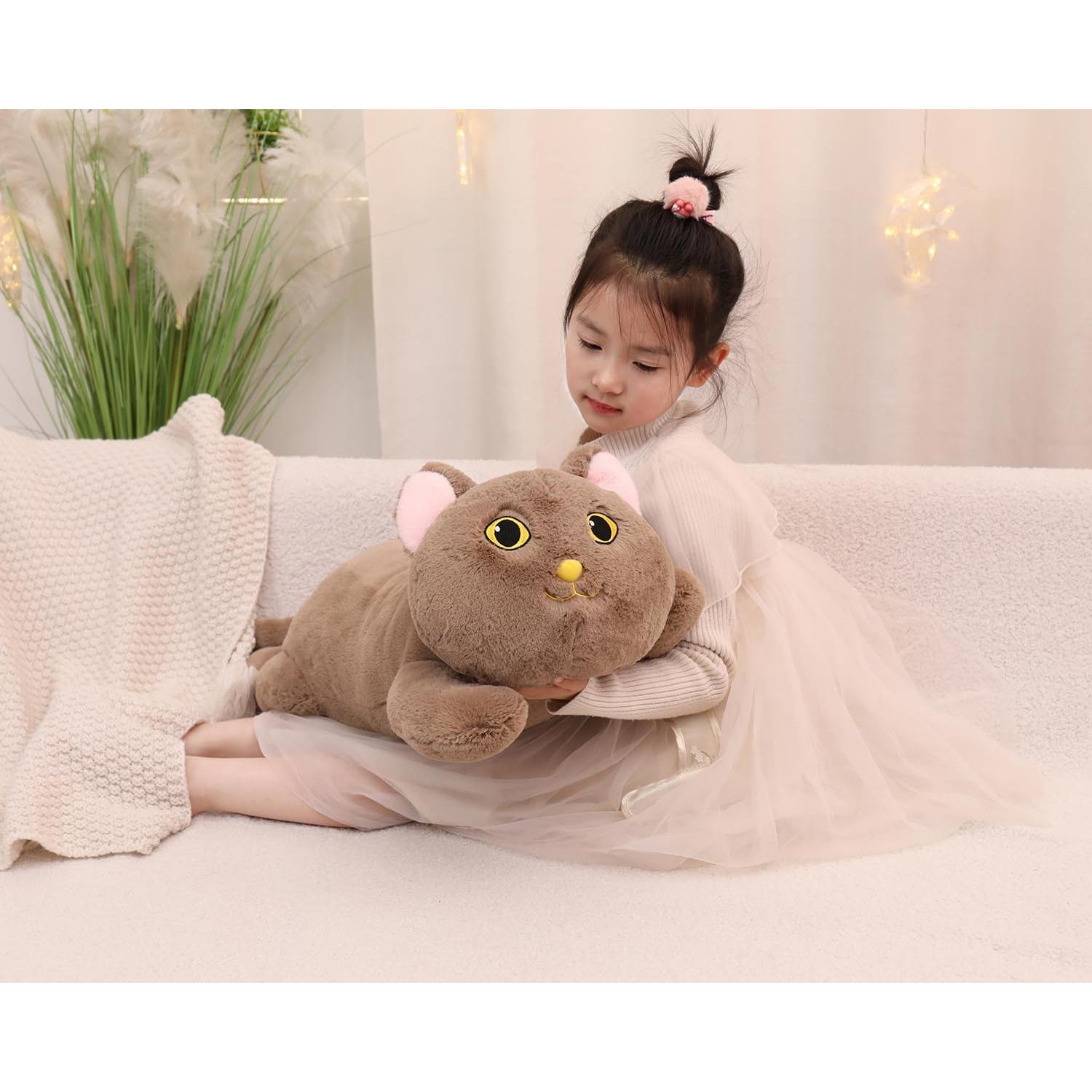Gato de Peluche Pesado YESGIRL 67 cm Marrón Suave Kawaii