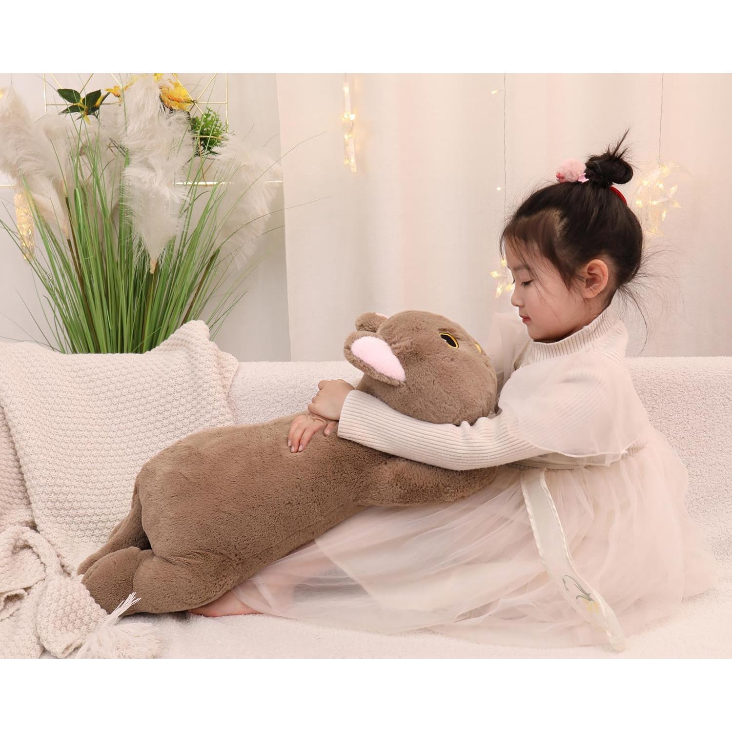 Gato de Peluche Pesado YESGIRL 67 cm Marrón Suave Kawaii