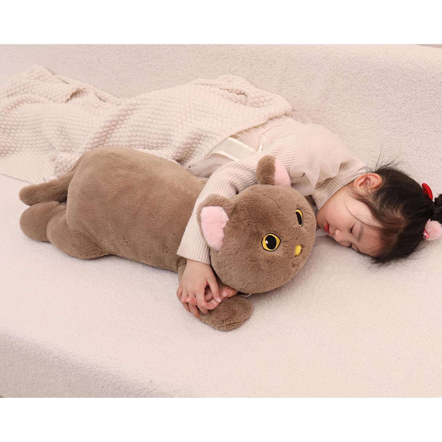 Gato de Peluche Pesado YESGIRL 67 cm Marrón Suave Kawaii