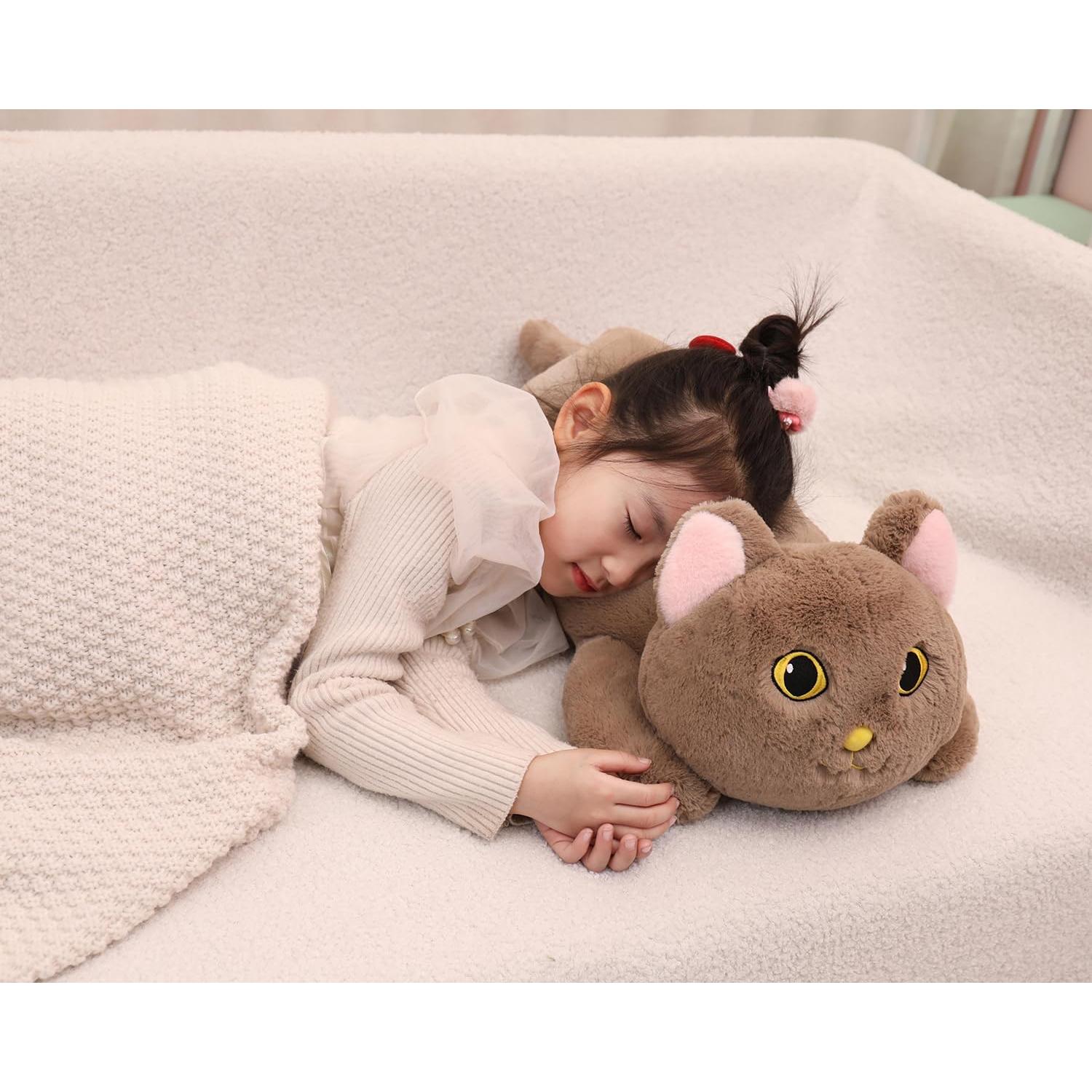 Gato de Peluche Pesado YESGIRL 67 cm Marrón Suave Kawaii