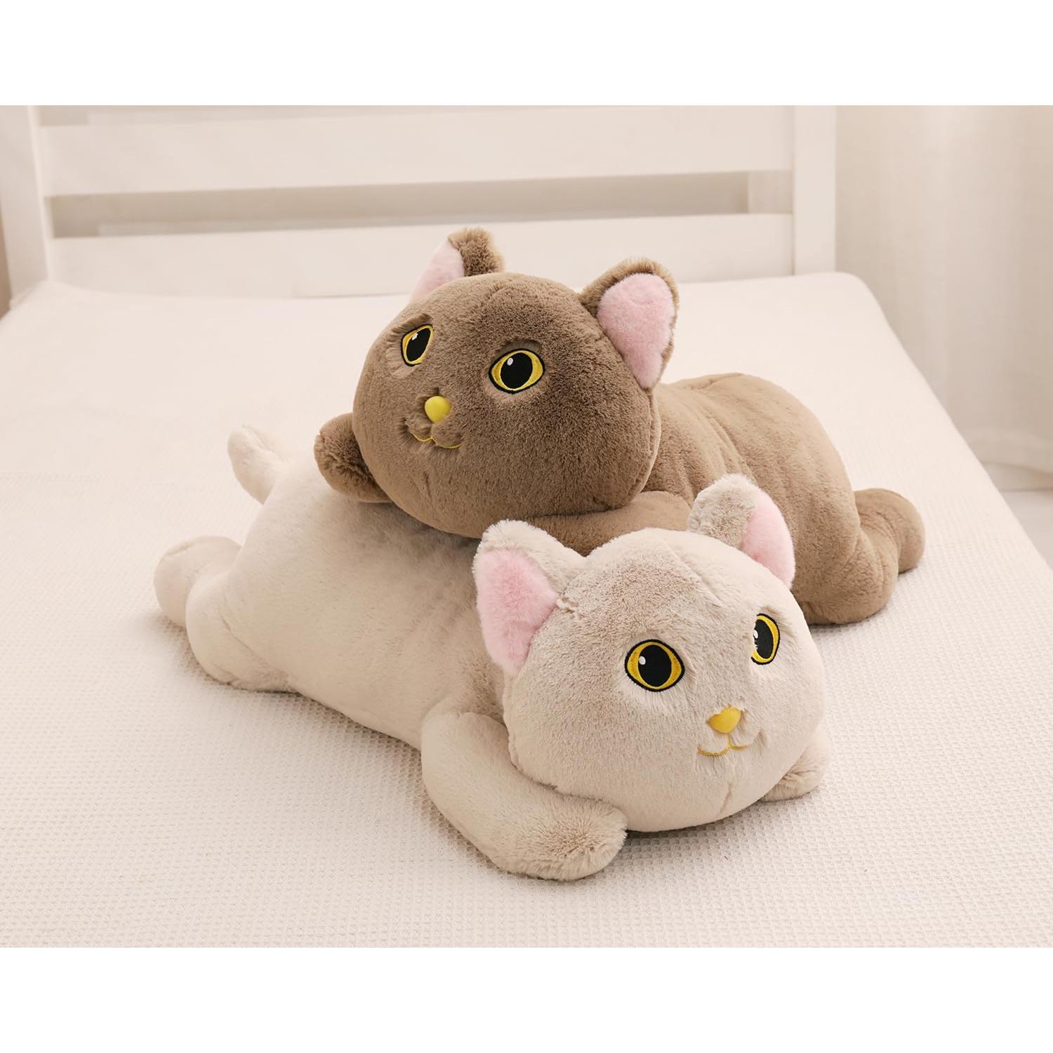 Gato de Peluche Pesado YESGIRL 67 cm Marrón Suave Kawaii