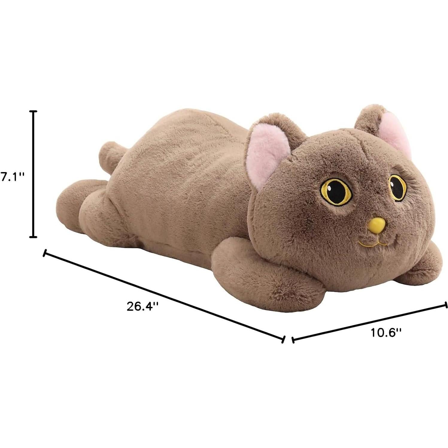 Gato de Peluche Pesado YESGIRL 67 cm Marrón Suave Kawaii