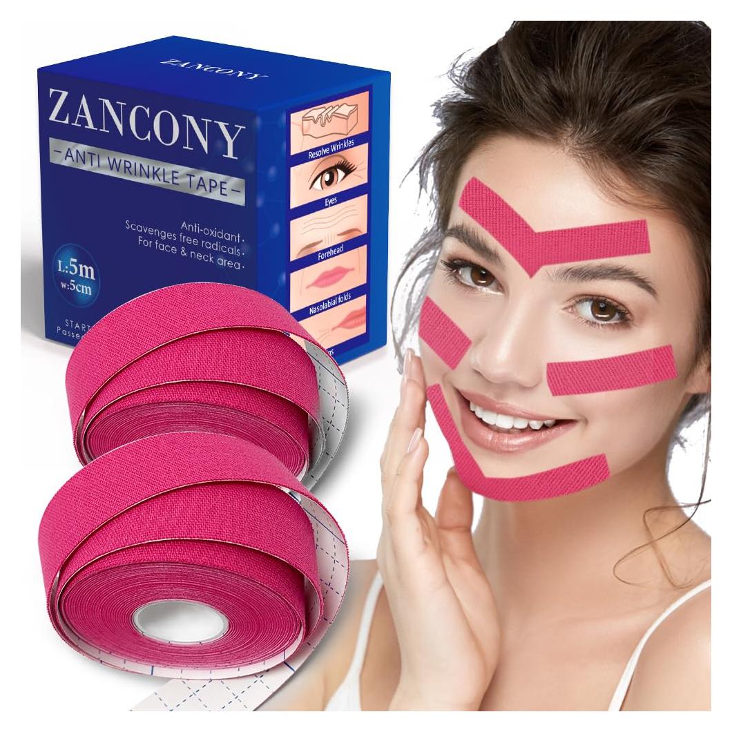 Cinta Facial Antiarrugas Zancony 2 Rollos Rosa 2.5 cm