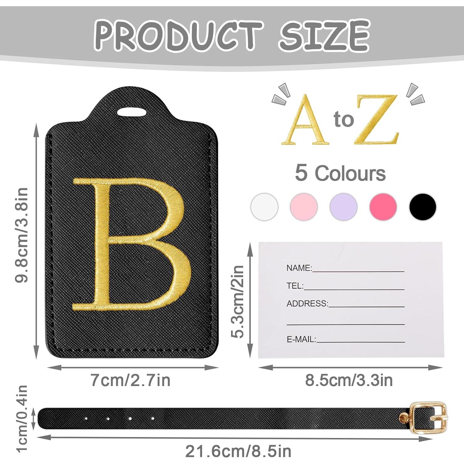 Etiquetas de Equipaje Iniciales Iqimott - Cuero PU Negro/Dorado