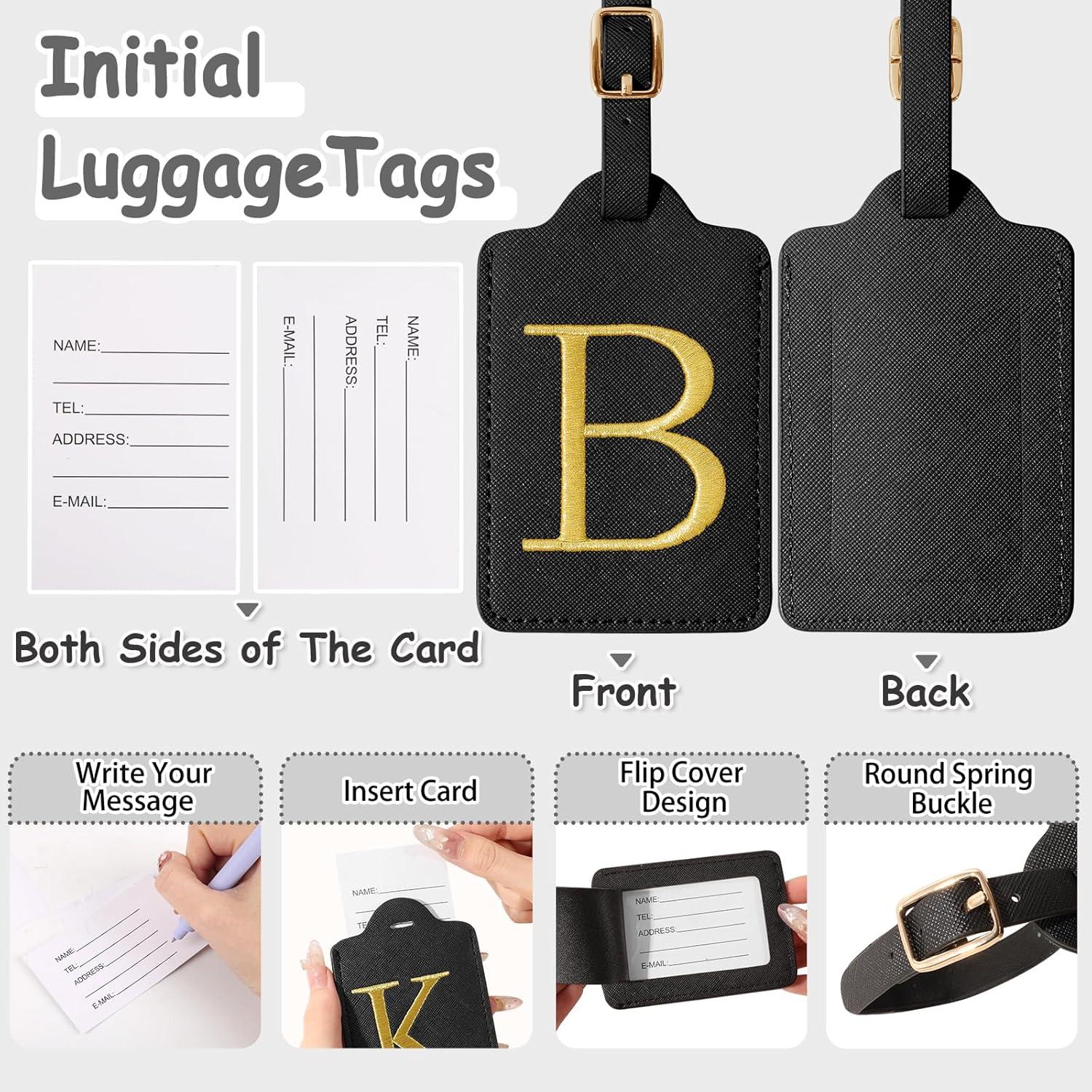 Etiquetas de Equipaje Iniciales Iqimott - Cuero PU Negro/Dorado