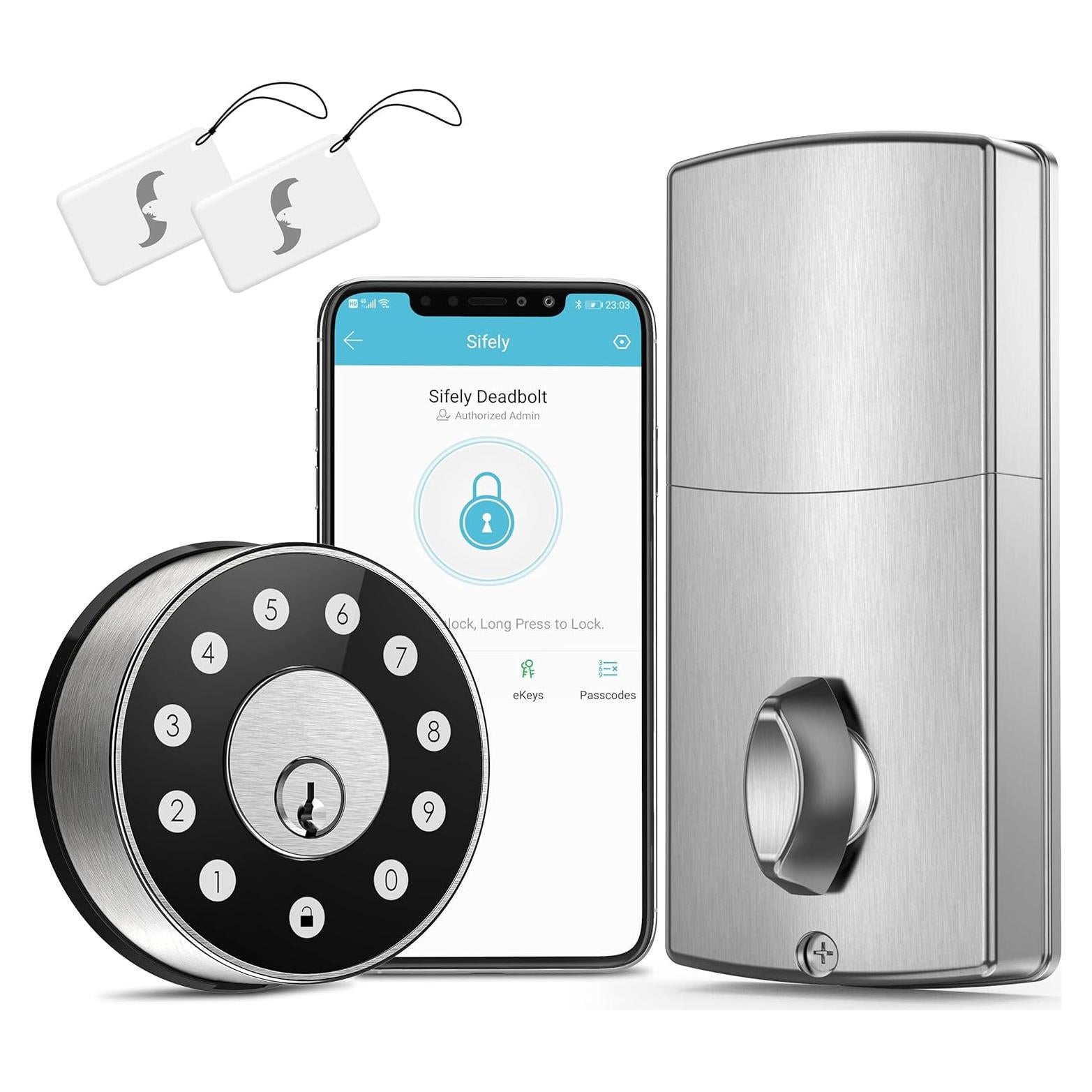 Cerradura Inteligente Sifely de Perno para Puerta Principal Plata