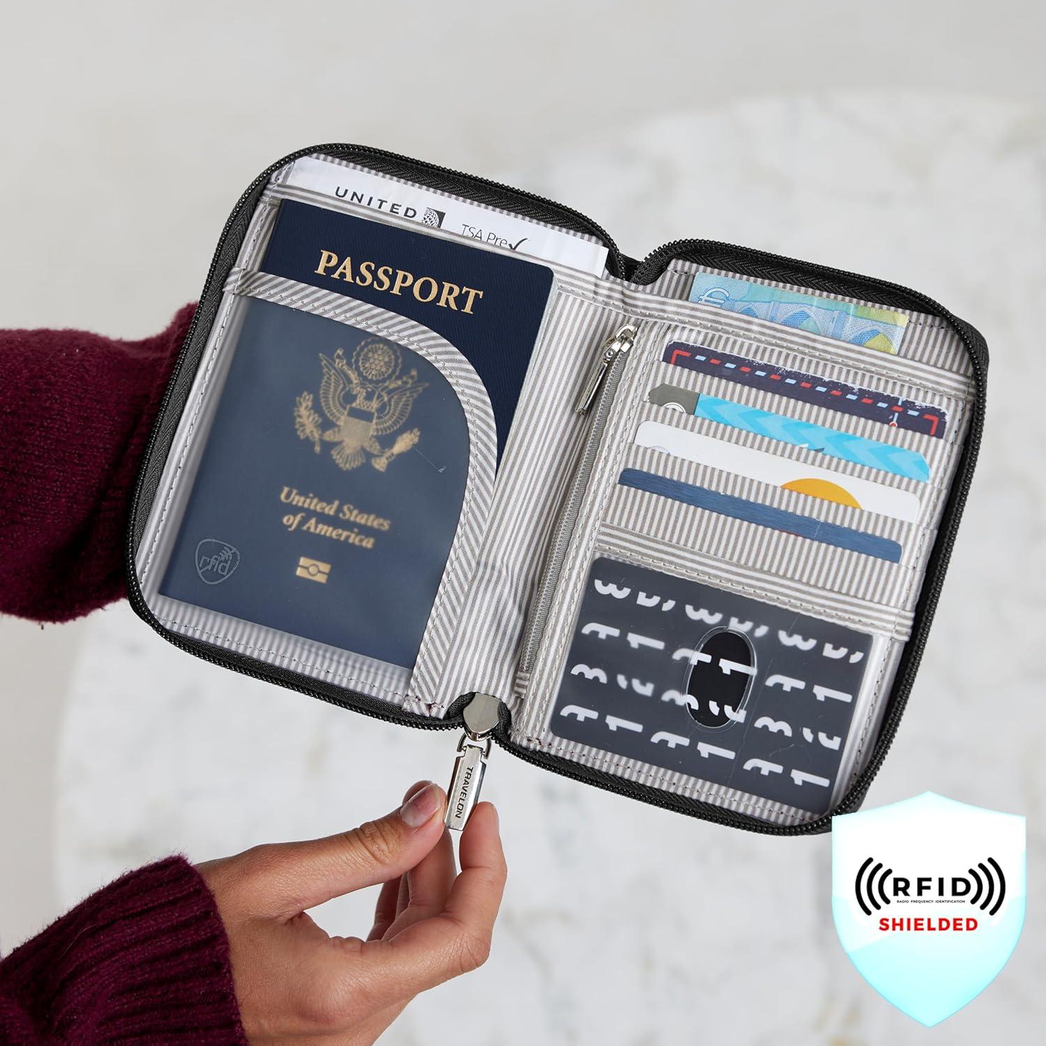 Billetera de viaje Travelon con bloqueo RFID para pasaporte