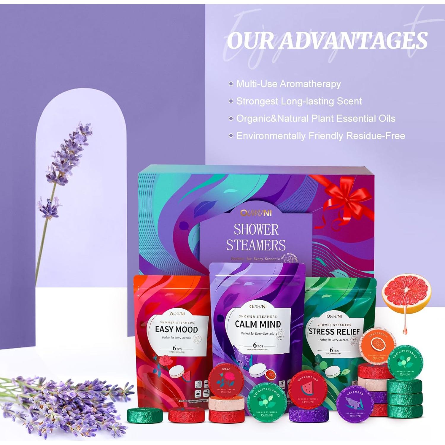 Bombas de Ducha Aromaterapia Ouwuni - Paquete de 18 Aromas