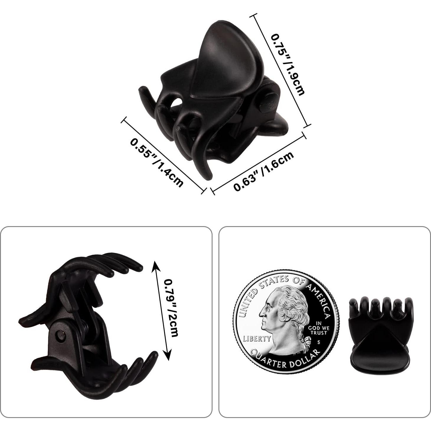 Clips de Garra para Cabello YOHAMA 36 Pcs Negros 1.27 cm