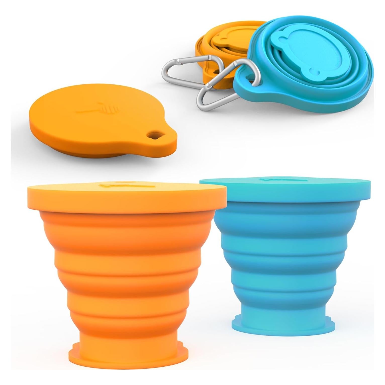 Taza Plegable de Silicona IYYI 180ml - 2 Paquete Azul-Naranja