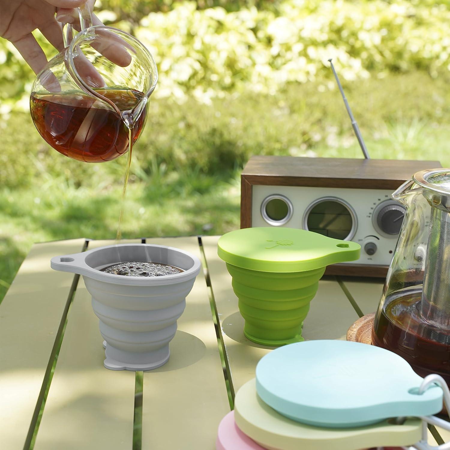 Taza Plegable de Silicona IYYI 180ml - 2 Paquete Azul-Naranja