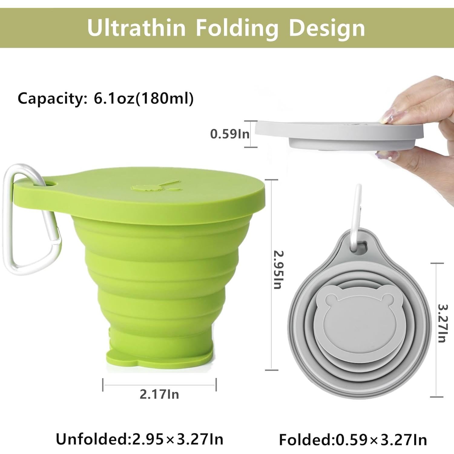 Taza Plegable de Silicona IYYI 180ml - 2 Paquete Azul-Naranja