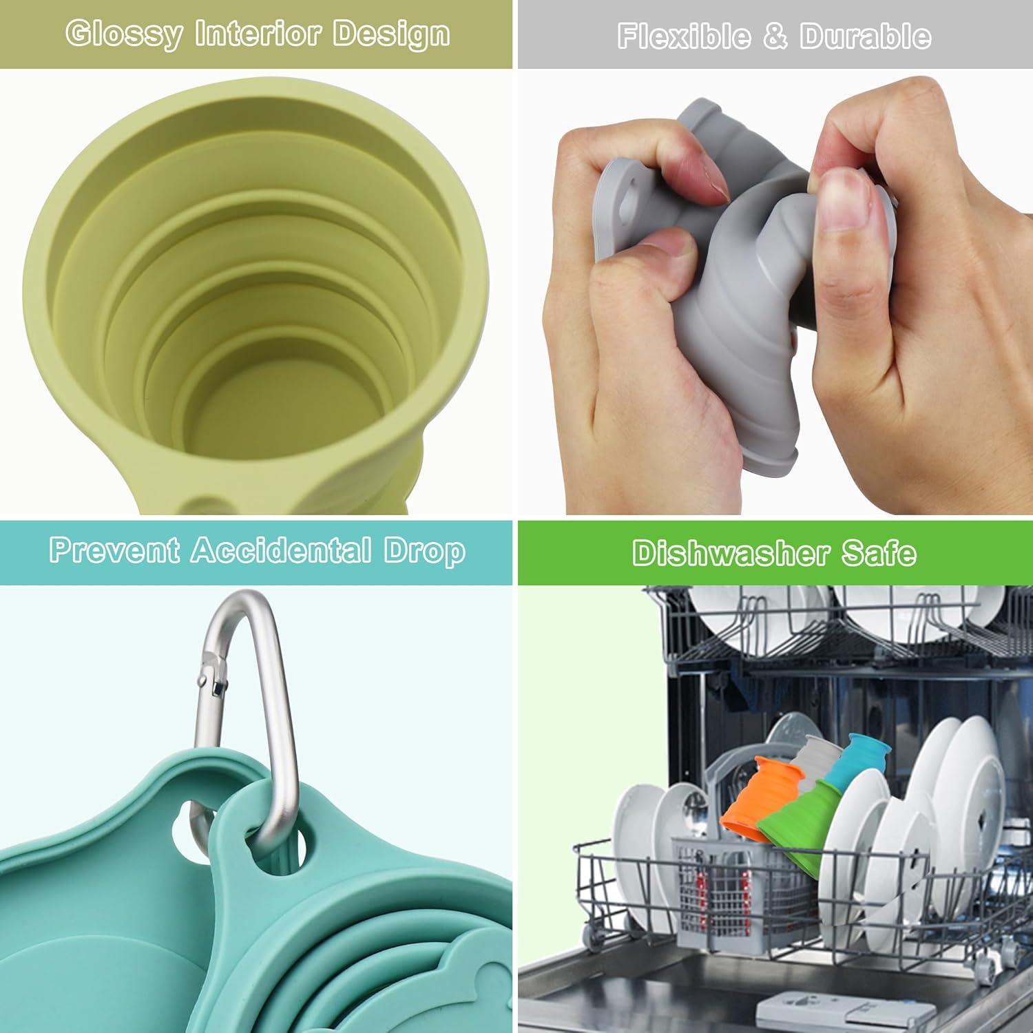 Taza Plegable de Silicona IYYI 180ml - 2 Paquete Azul-Naranja