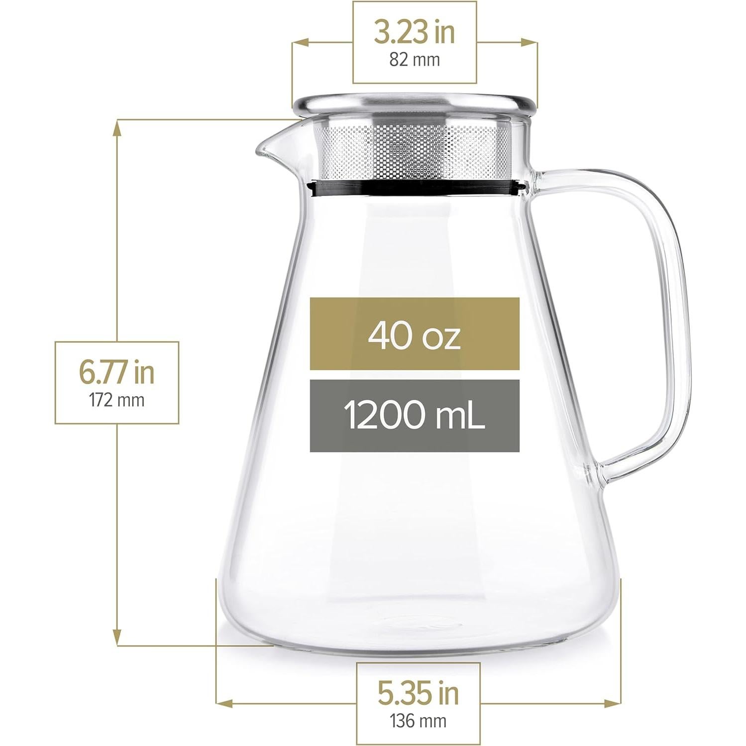 Hervidor de Té Teabloom Ceylon 1200 ML Vidrio Borosilicato