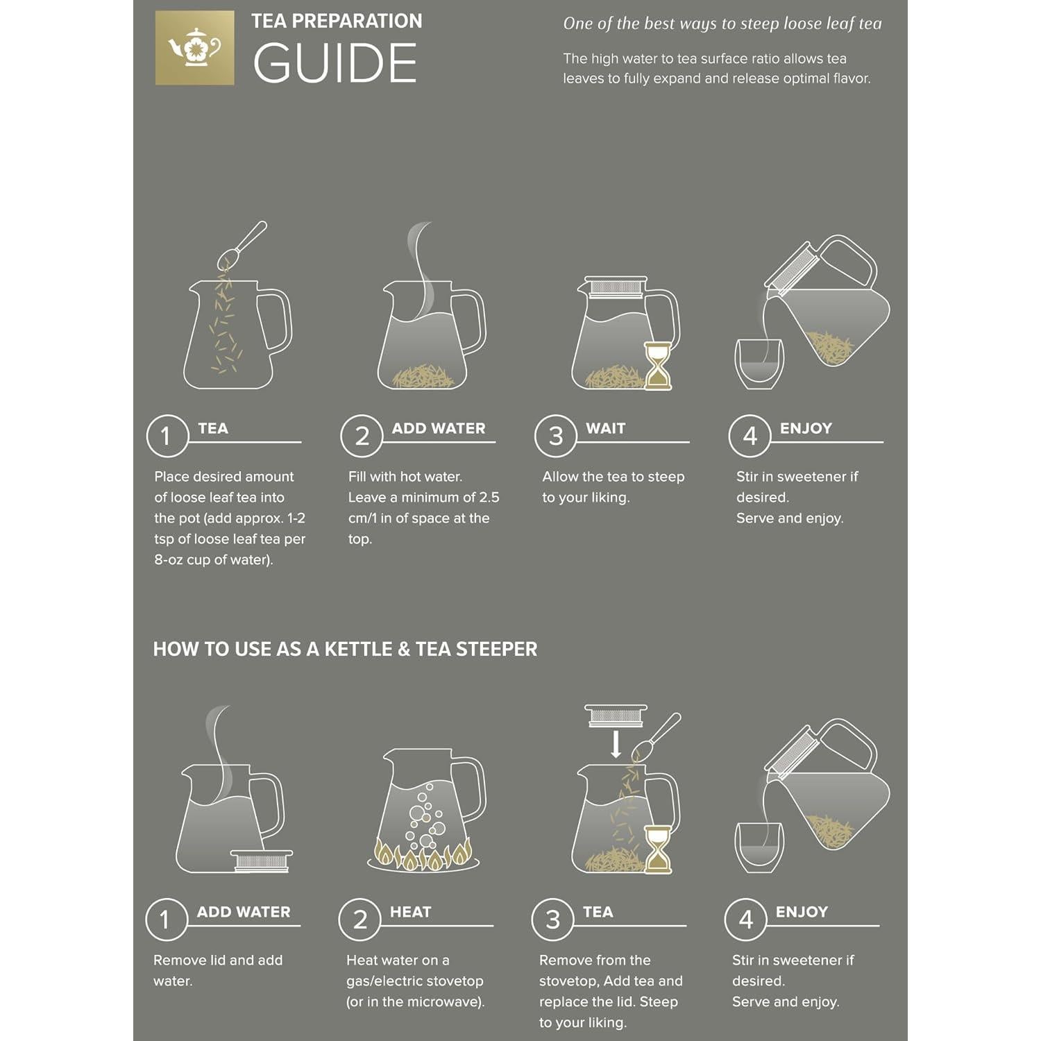 Hervidor de Té Teabloom Ceylon 1200 ML Vidrio Borosilicato