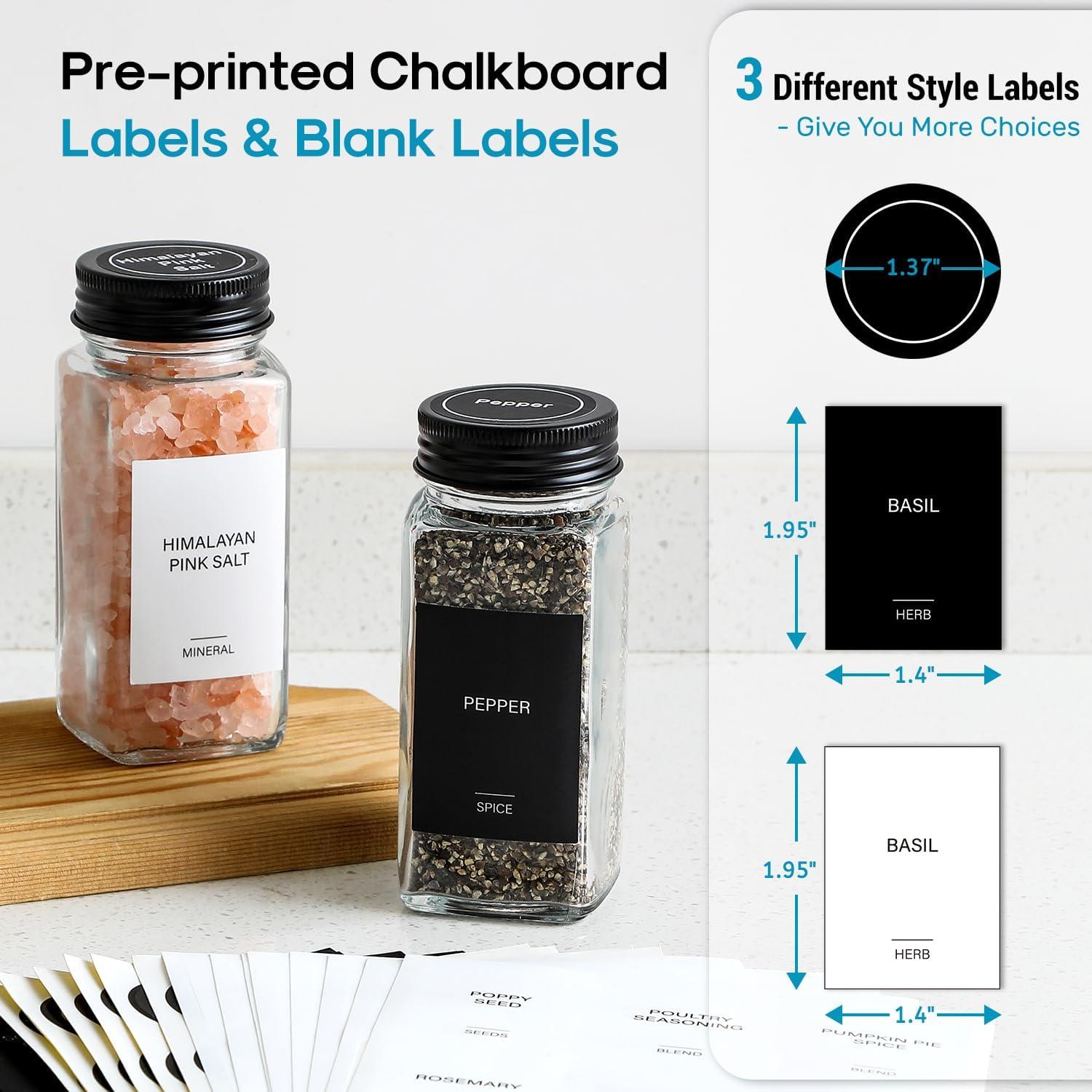 Juego de 14 Tarros de Especias de Vidrio AOZITA 4oz Cuadrados