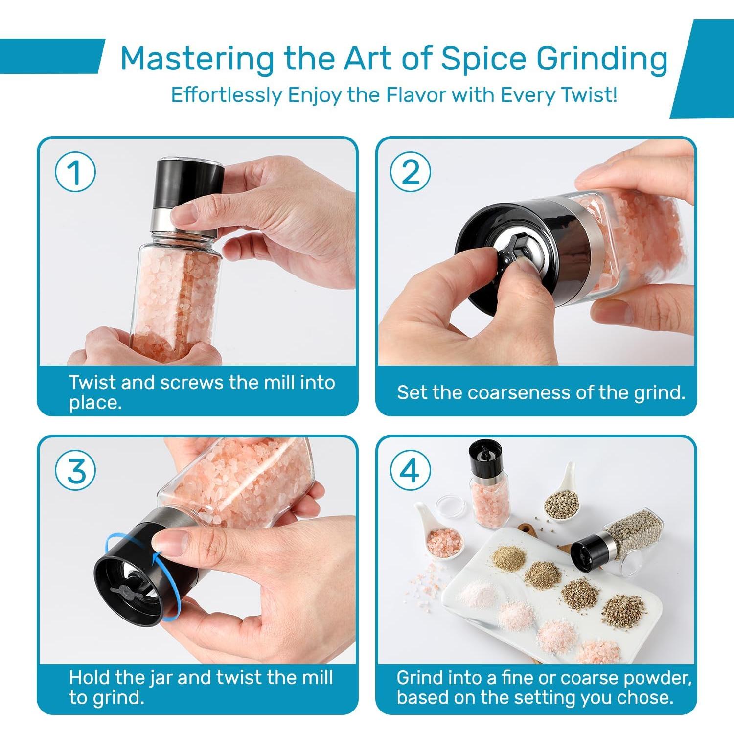 Juego de 14 Tarros de Especias de Vidrio AOZITA 4oz Cuadrados