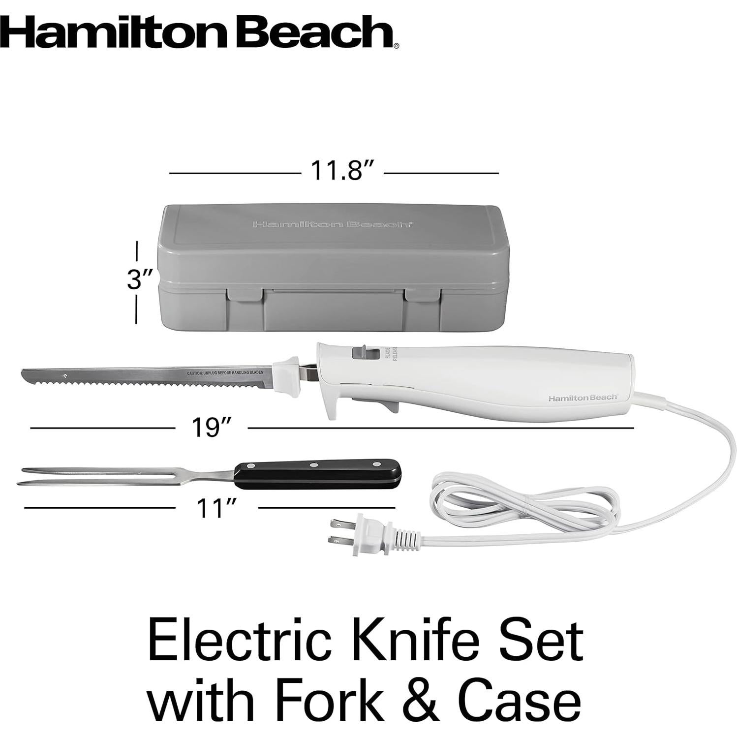 Juego de cuchillos eléctricos Hamilton Beach 120W con tenedor y estuche