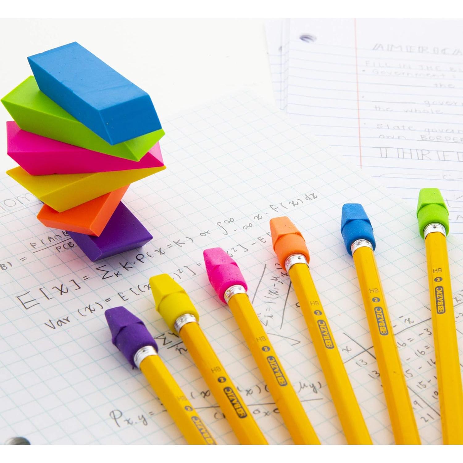 BAZIC Borradores de Punta de Lápiz y Bloque - 12 Unidades