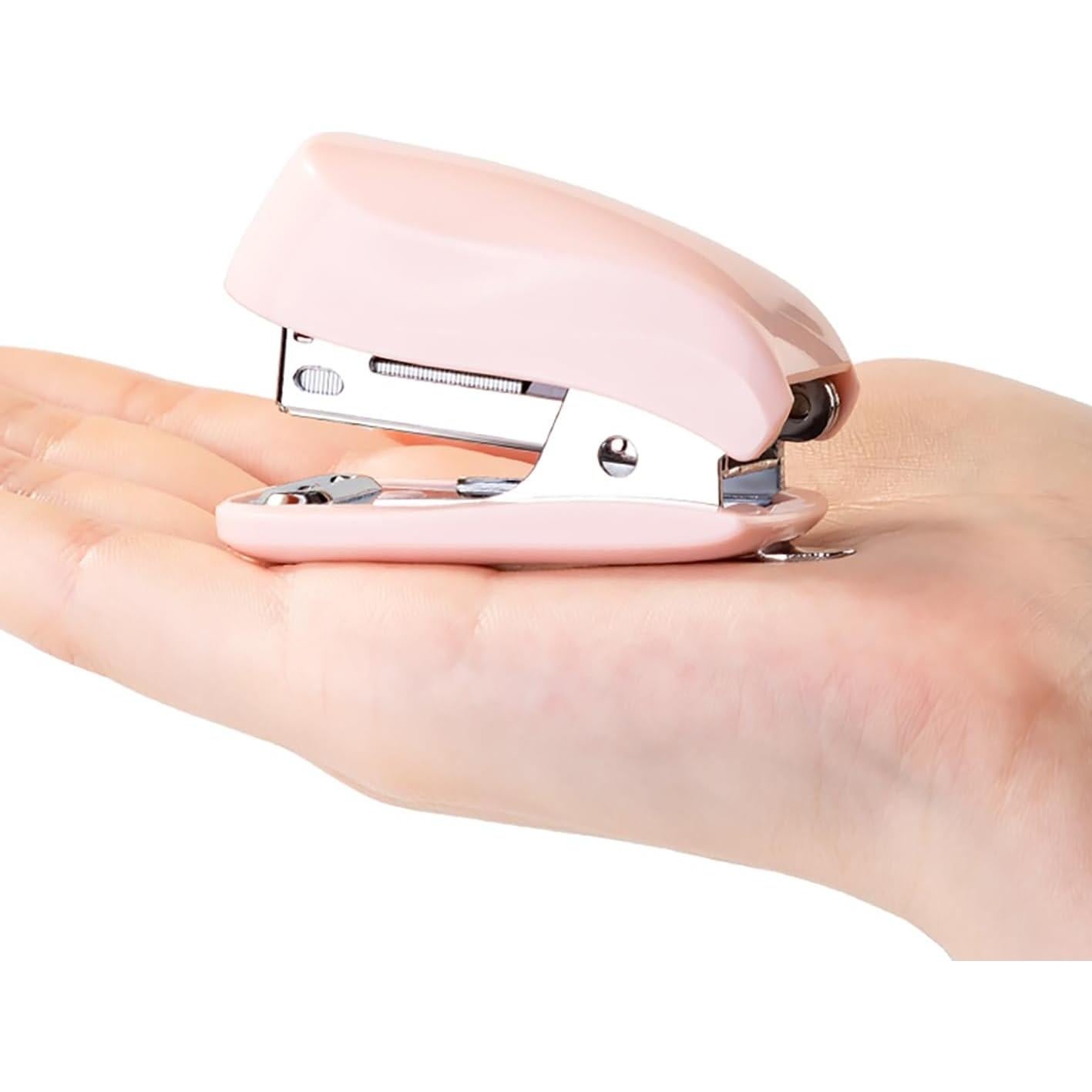 Mini Grapadora WIWUE GUO Azul y Rosa con 1280 Grapas