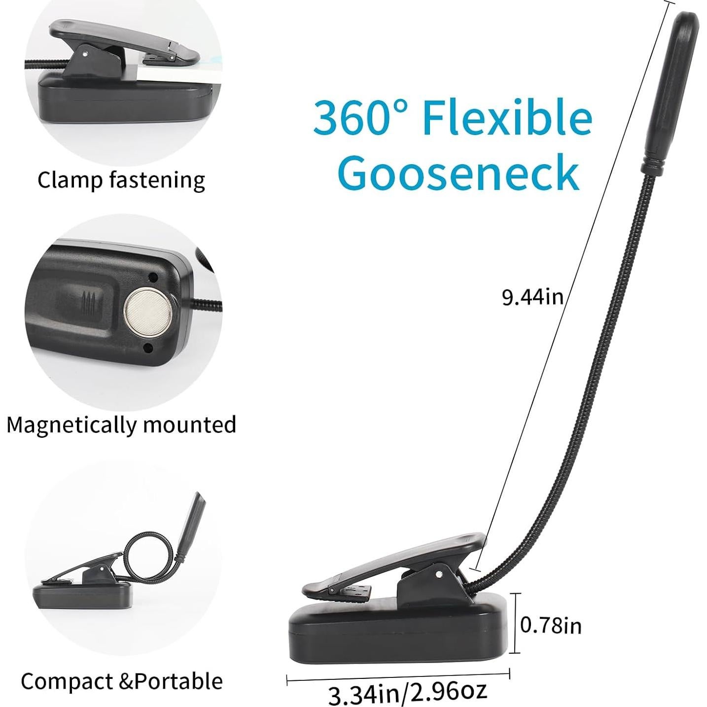 Luz de Libro Recargable USB-C Hilngav 3 Modos de Color