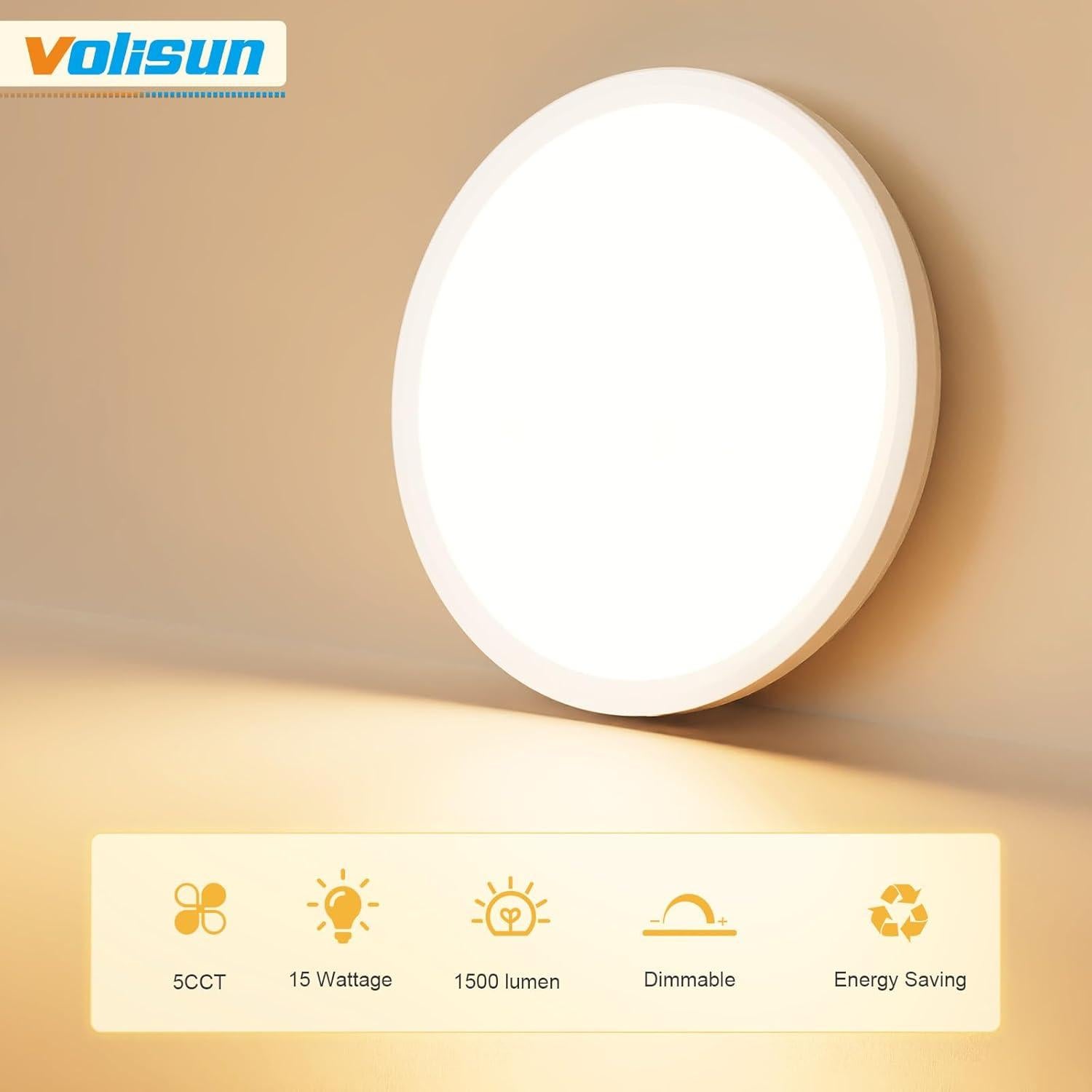 Luz de Techo LED VOLISUN 15W Regulable 5 CCT 18cm Blanca