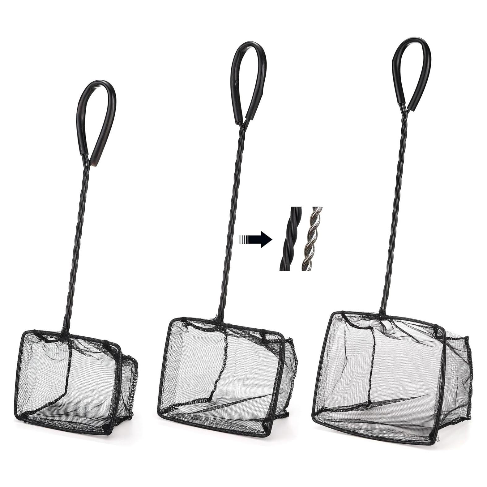 Paquete de 3 Redes para Acuario Filhome Nylon Suave 10-15cm