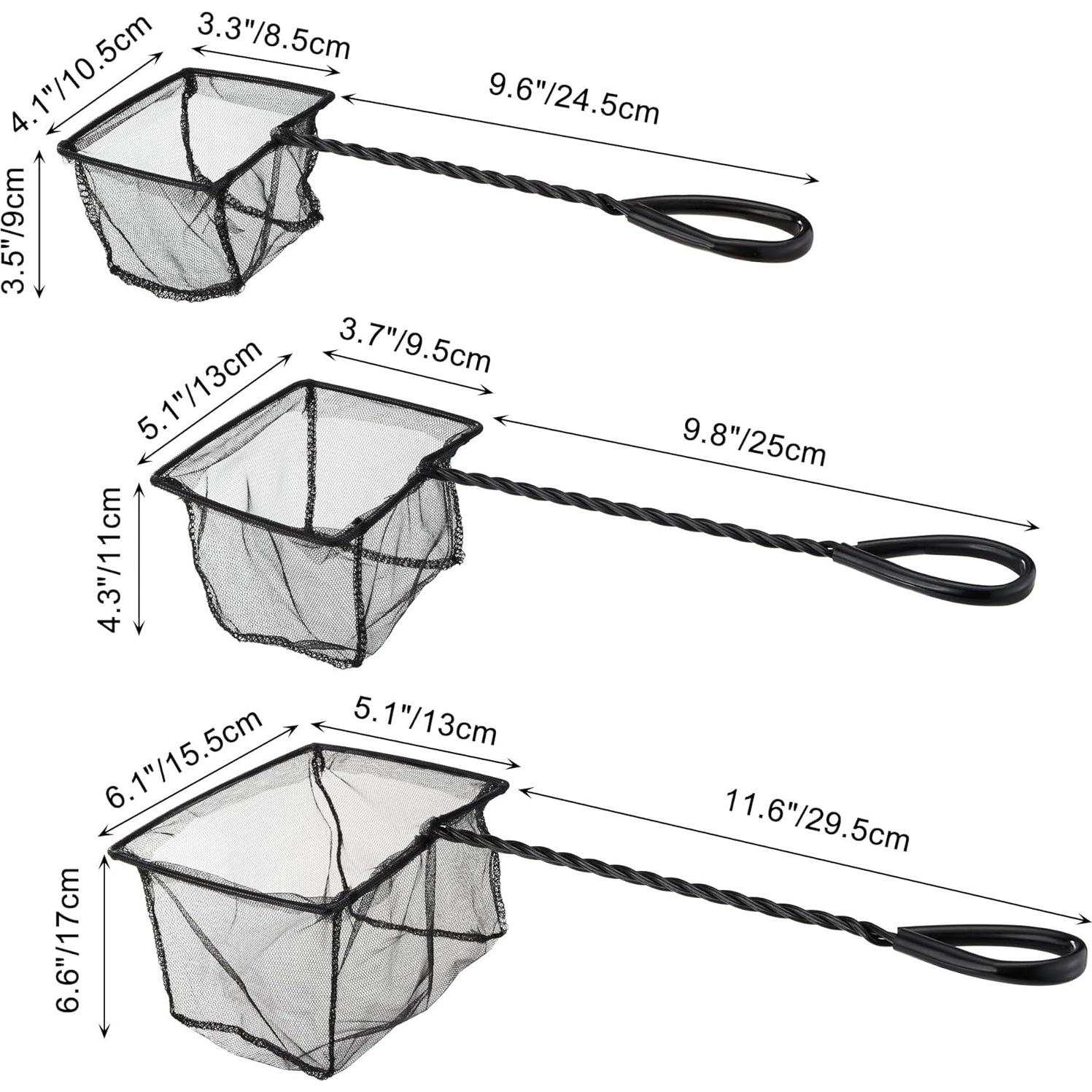 Paquete de 3 Redes para Acuario Filhome Nylon Suave 10-15cm