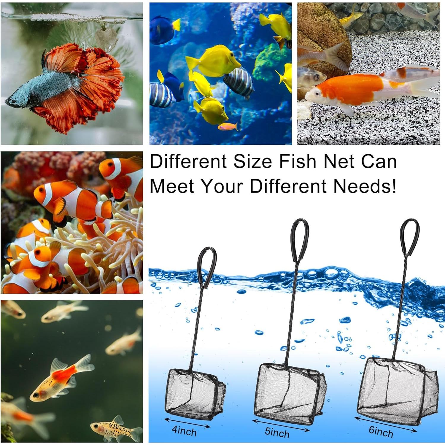 Paquete de 3 Redes para Acuario Filhome Nylon Suave 10-15cm