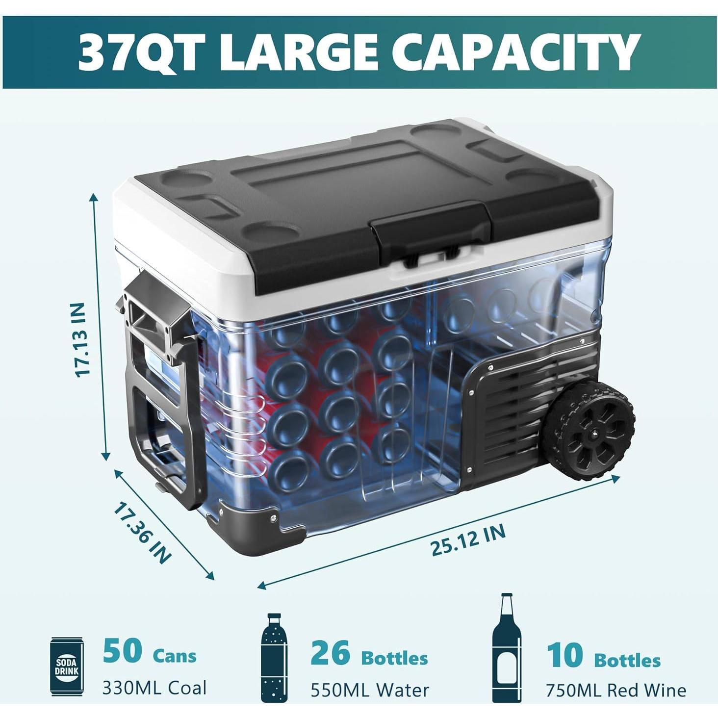 Refrigerador Portátil EUHOMY 35QT Doble Zona 12V/24V
