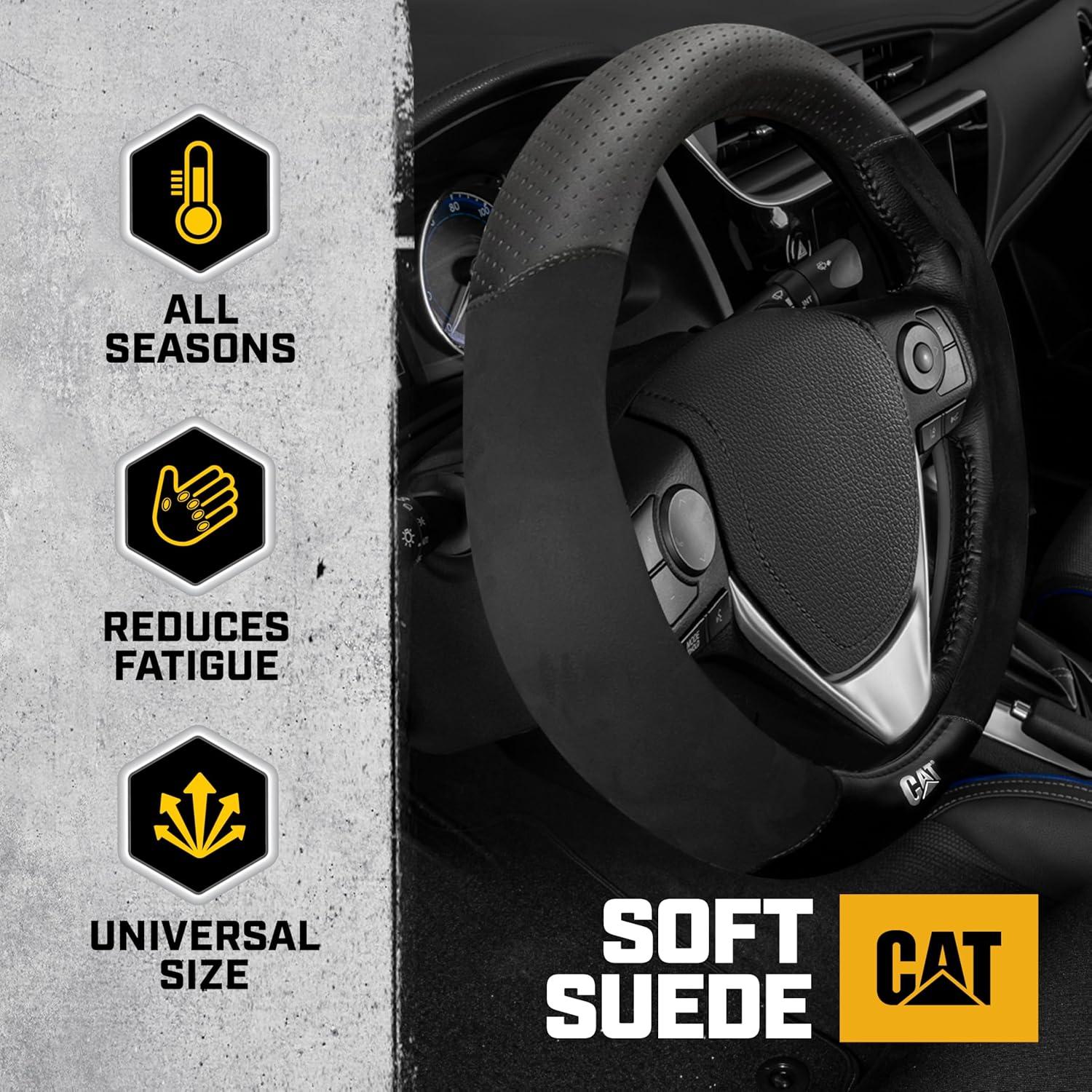 Cubierta de Volante CAT® Suede Negro/Gris 36.8-38.1 cm