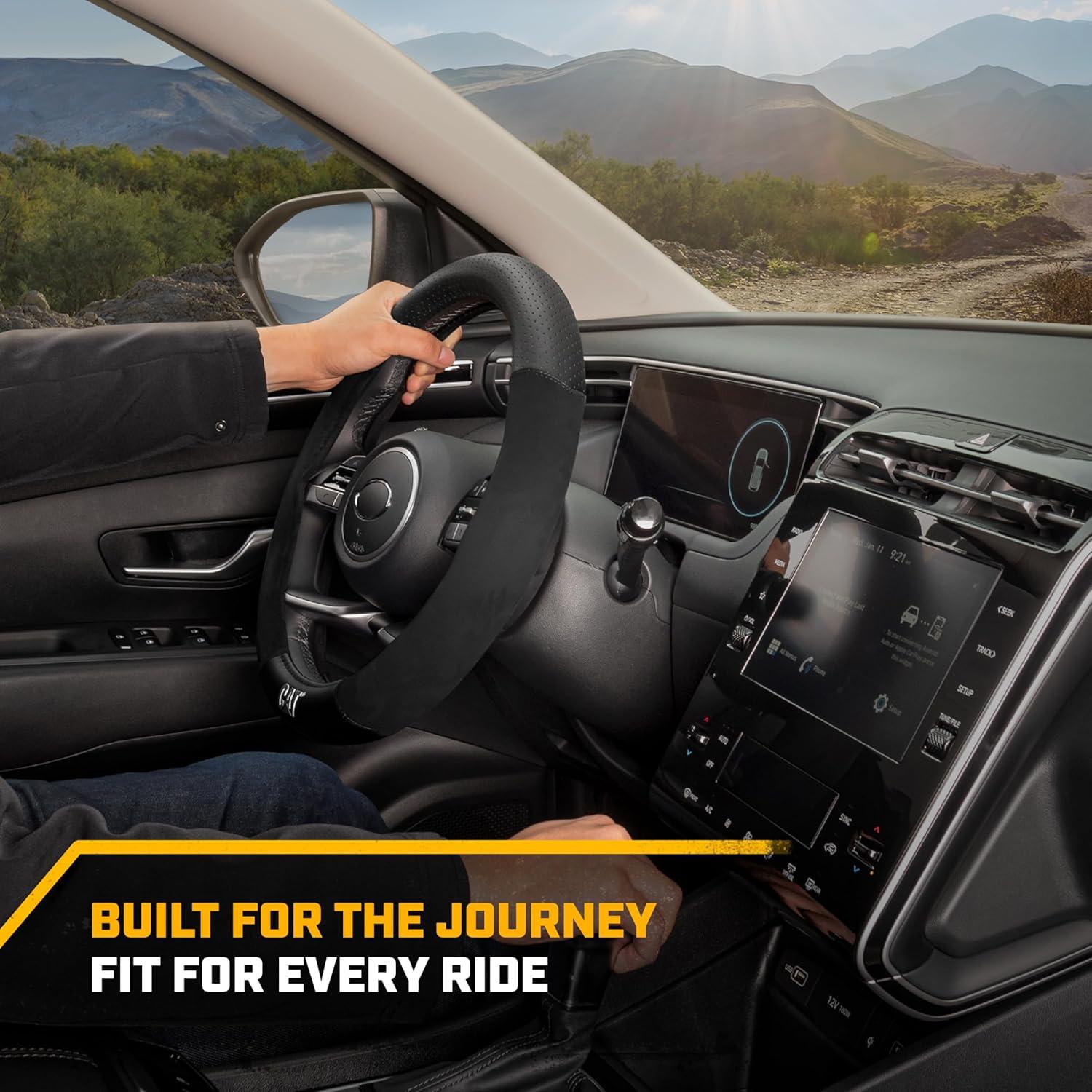 Cubierta de Volante CAT® Suede Negro/Gris 36.8-38.1 cm