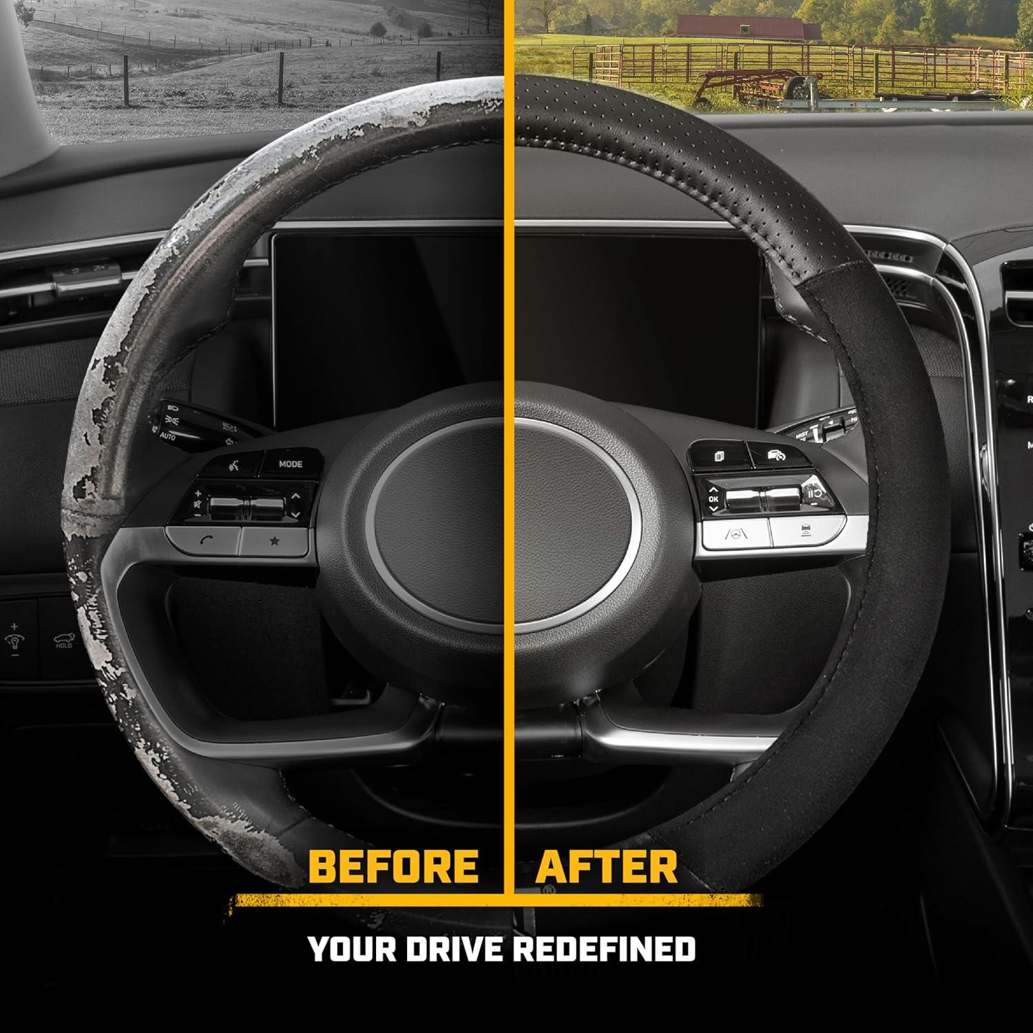 Cubierta de Volante CAT® Suede Negro/Gris 36.8-38.1 cm