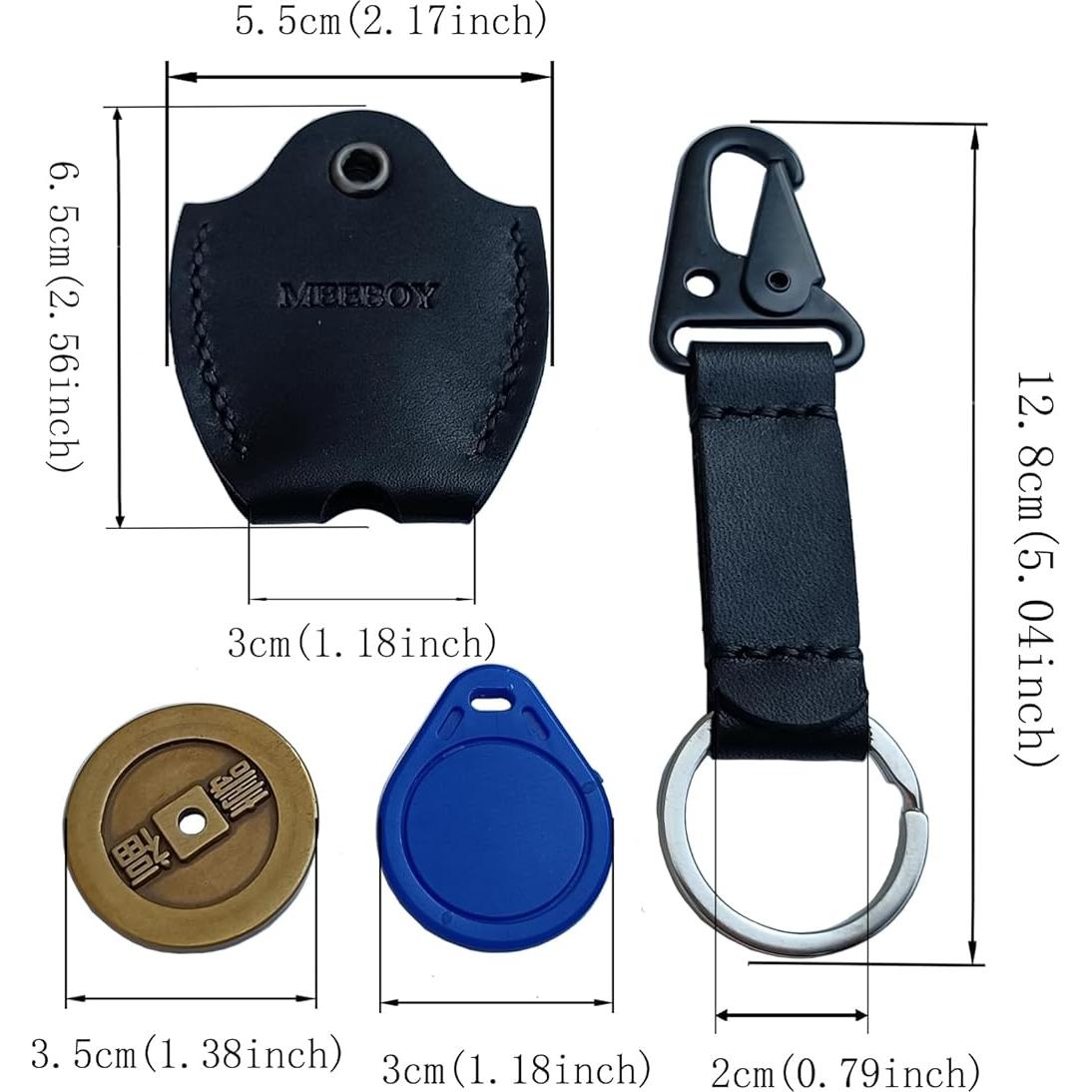 Funda de Llave de Coche de Cuero MEEBOY Negra - Hecha a Mano