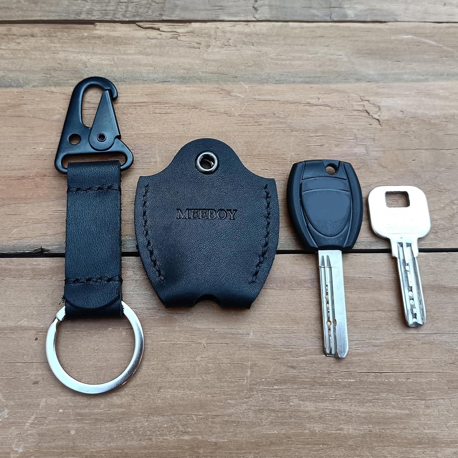 Funda de Llave de Coche de Cuero MEEBOY Negra - Hecha a Mano